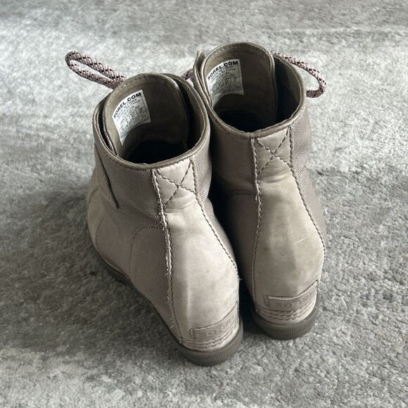 Sorel PDX Wedge Ankle Bootie Womens 10 Leather Boots Gray Brown Joan Of Arctic - Picture 8 of 12